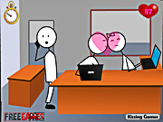 Игра Стикмен целует девушку в офисе 